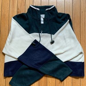 Cropped Tri Colored Quarter zip sweater